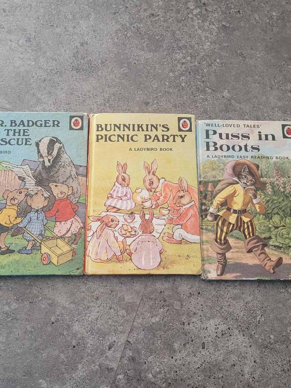 Vintage Ladybird Children's Book Lot Puss in Boots Mr Badger Bunnikin's Picnic